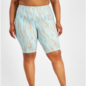Ideology (1X) Compression Ocean Sigh Geo-print Pockets 10" Bike Shorts Plus Size